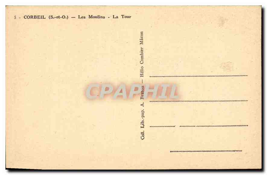 CPA Corbeil S et O Les Moulins La Tour  — Back