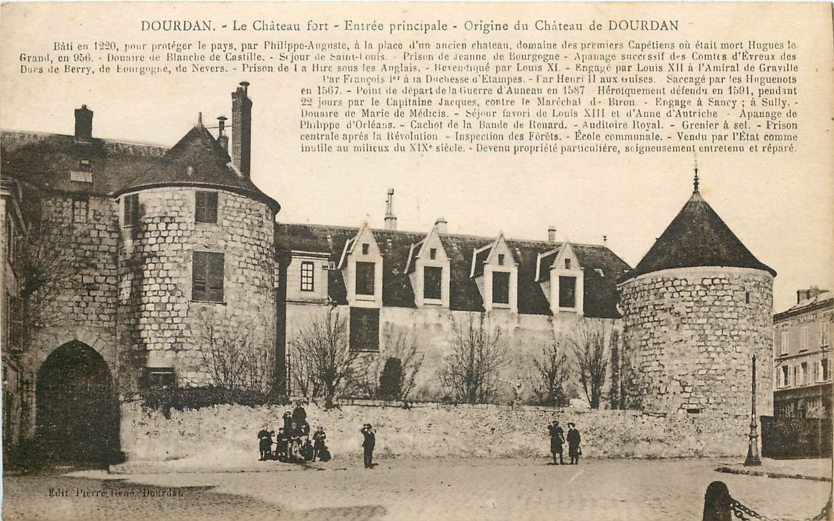 CPA Dourdan Le Chateau fort Entree principale Origine du Chateau de Dourdan 