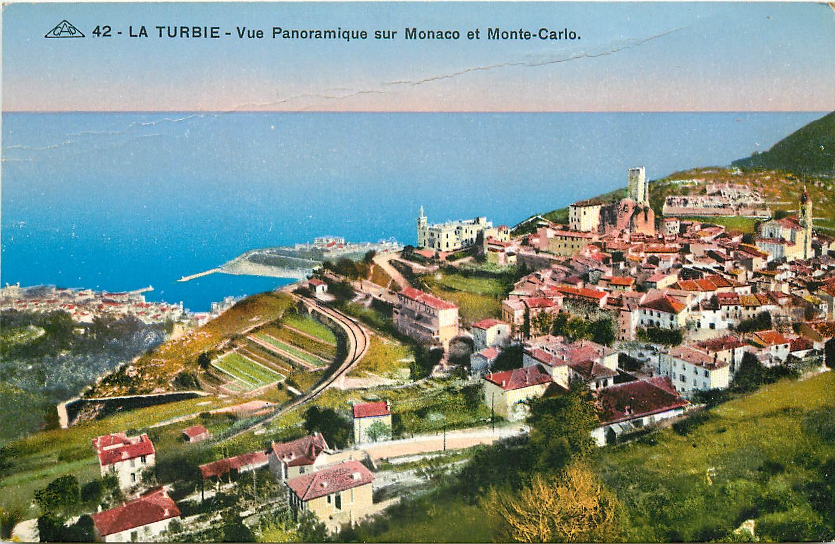 CPA La Turbie Vue panoramique sur Monaco et Monte Carlo 