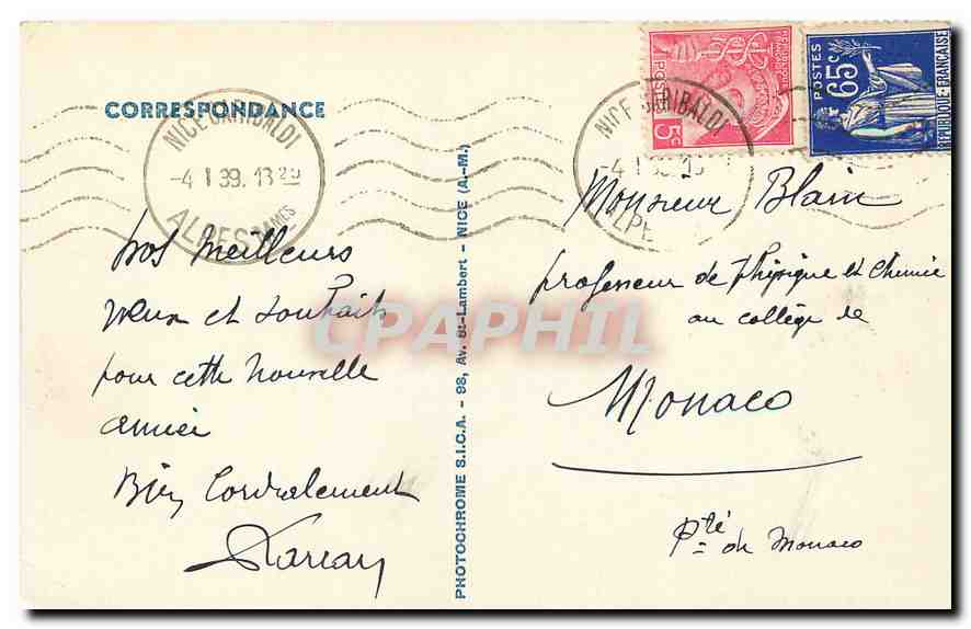 CPA Antibes La Ville La Chaine des Alpes  — Rückseite