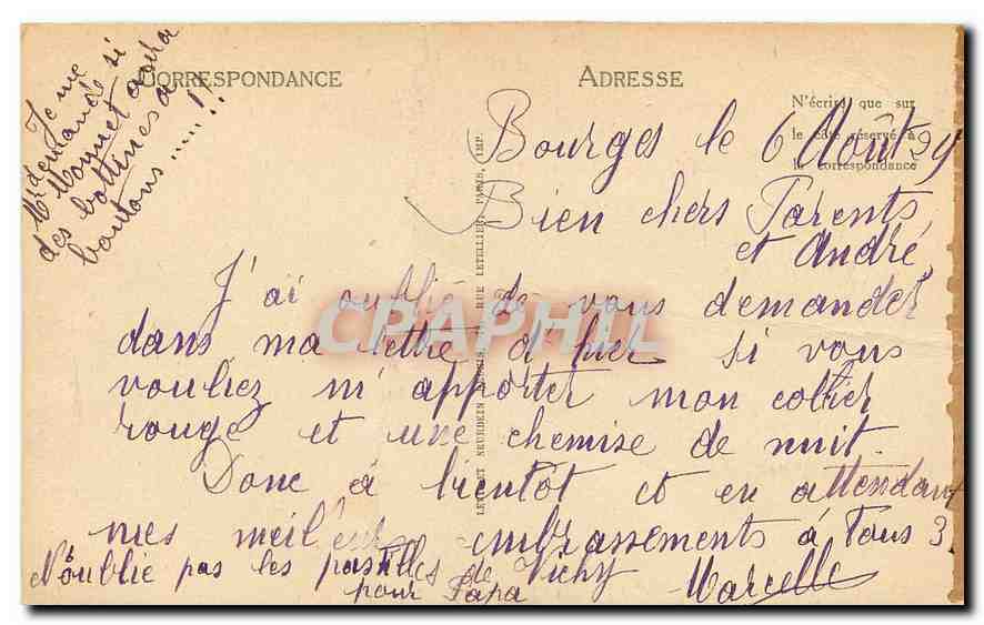 CPA Bourges La Cathedrale La Grande Nef  — Rückseite