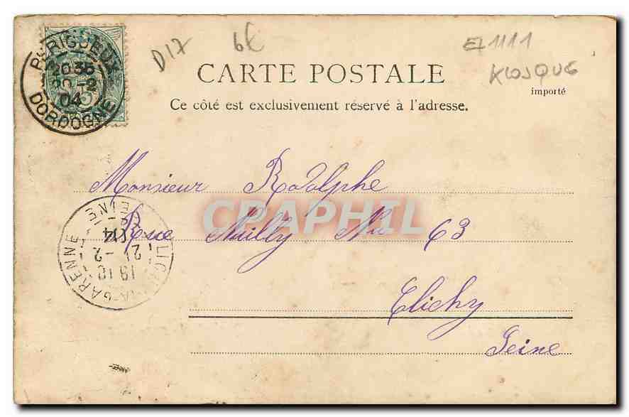 CPA Le square du Cours d'Ablois Rochefort sur Mer  — Back