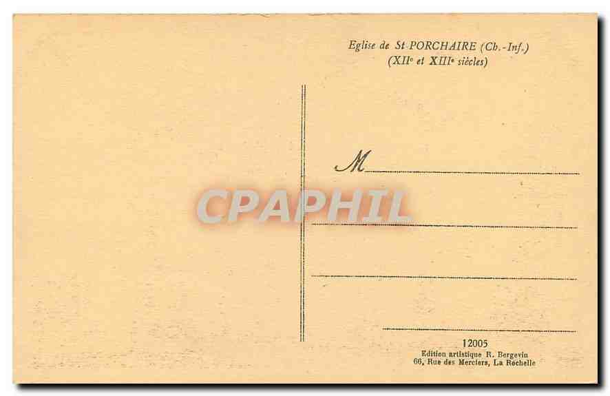 CPA Eglise de St Porchaire Ch Inf  — Rückseite