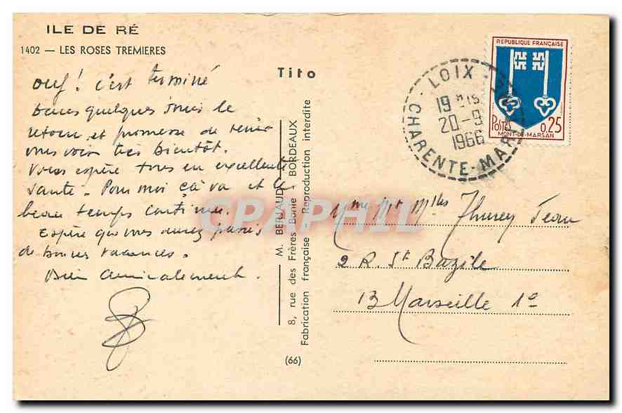 CPA Ile de Re Les Roses Tremieres  — Verso