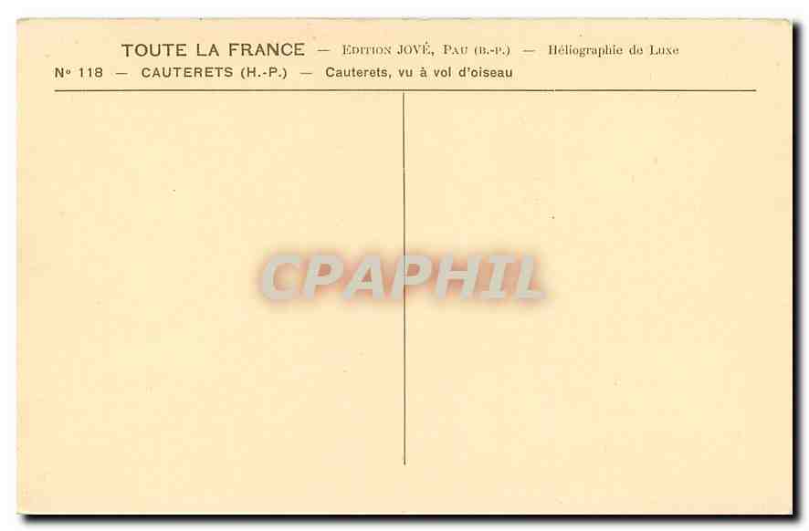 CPA Toute la France Cauterets H P Cauterets vu a vol d'oiseau  — Rückseite