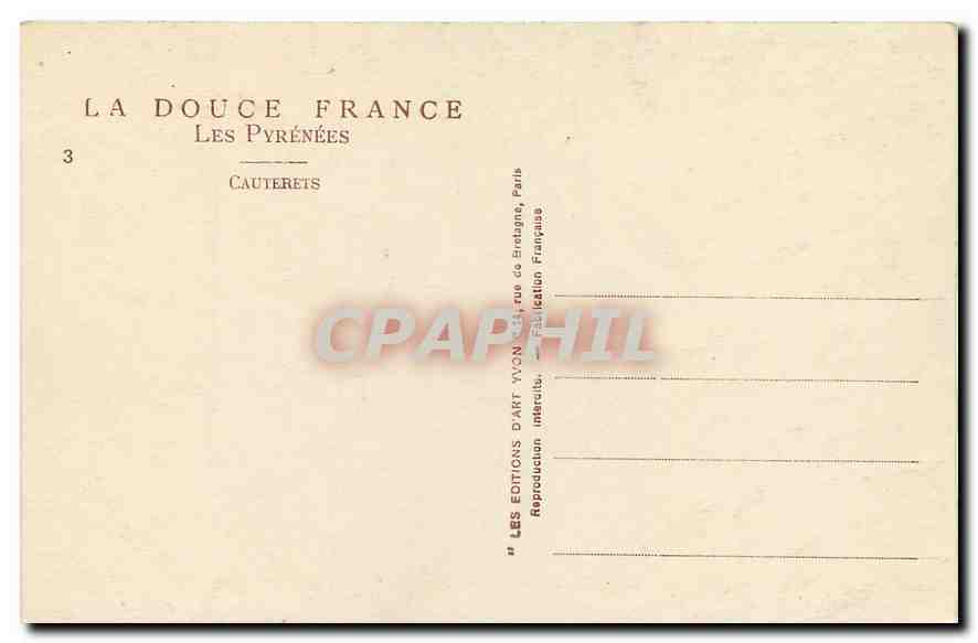 CPA La Douce France Les Pyrenees Cauterets  — Rückseite