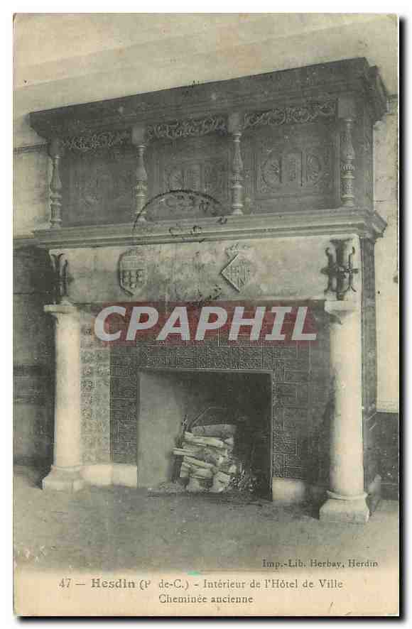 CPA Hesdin P de C Interieur de l'Hotel de Ville Cheminee ancienne 