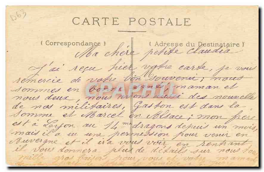 CPA Issoire l'Eglise  (carte toilée) — Rückseite