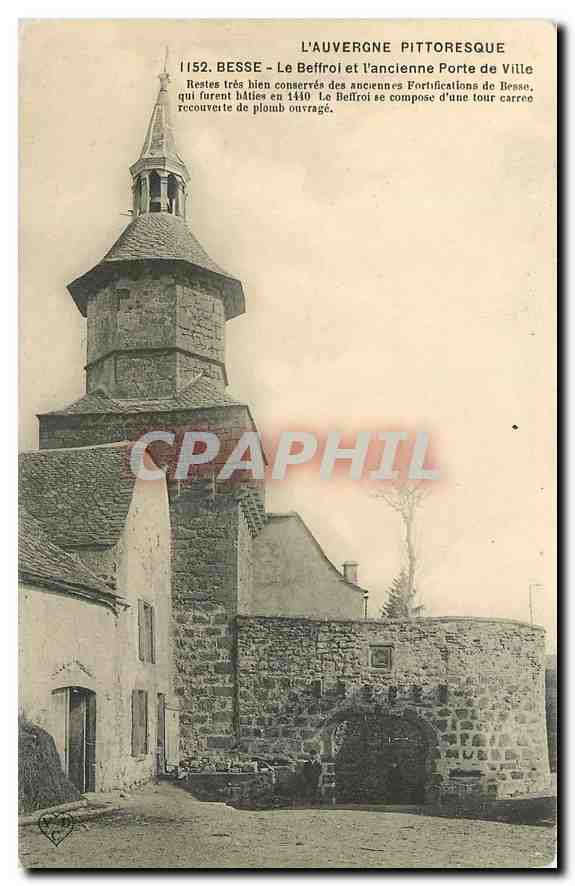 CPA L'Auvergne Pittoresque Besse Le Beffroi et l'ancienne Porte de Ville 
