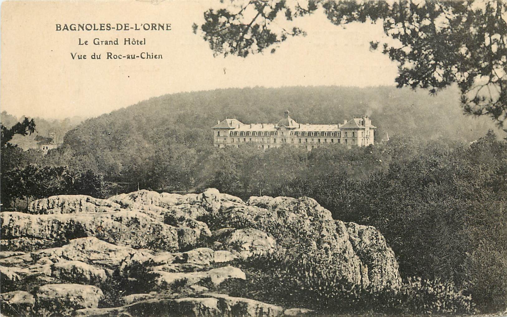 CPA Bagnoles de L'Orne Le Grand Hotel Vue du Roc au Chien 