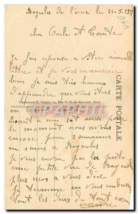 Bagnolles-de-l'Orne — Vue prise du Roc au Chien — Éditeur : E. Desaix — Rückseite