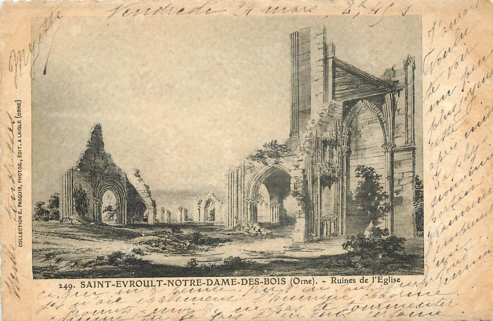 Saint-Evroult-Notre-Dame-des-Bois (Orne) — Ruinen der Kirche — Verlag A. Laigle
