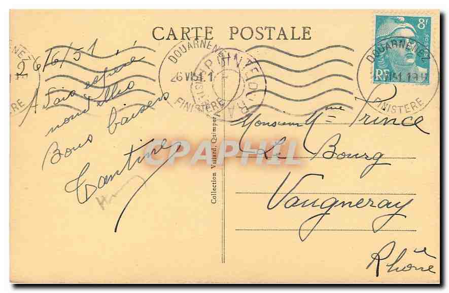CPA La Pointe du Raz Le Moine vu de l'extreme pointe Region Audierne  — Rückseite