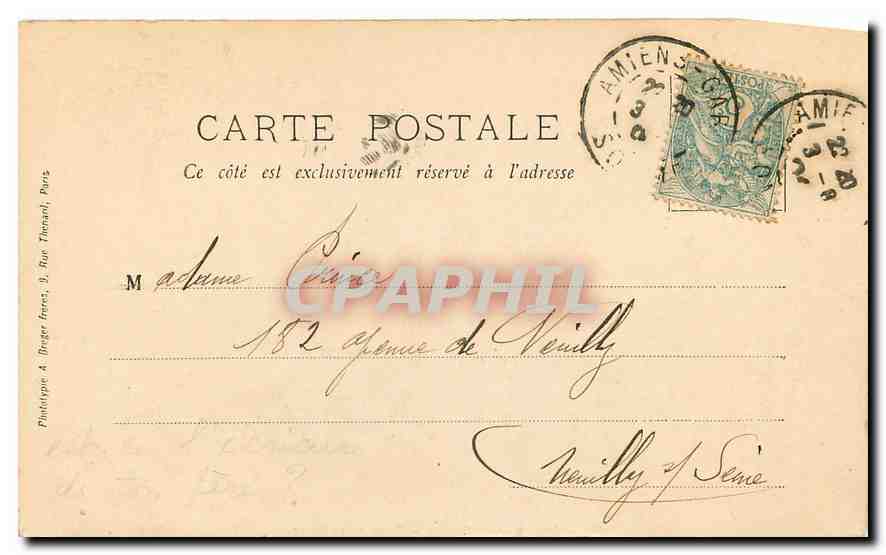 CPA Amiens La Hotoie Rives de la Selle  — Rückseite