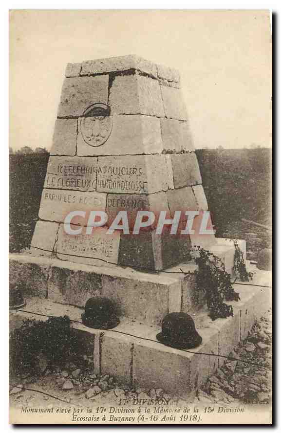 CPA Division Monument eleve par la 17 Division a la memoire de la 15 Division 