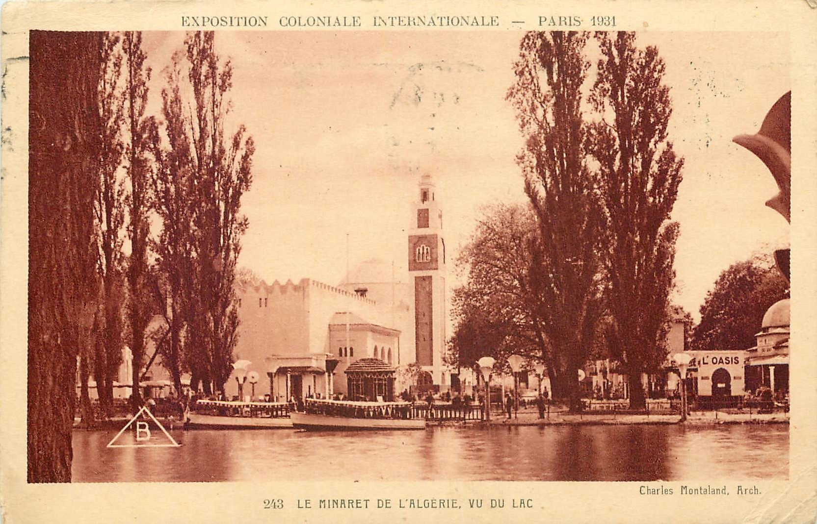 CPA Exposition coloniale internationale Paris 1931 le Minaret de L'Algerie vu du Lac 