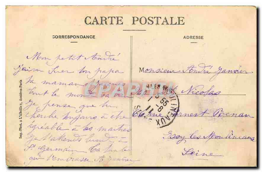 CPA Saint Germain en Laye La Terrasse  — Verso