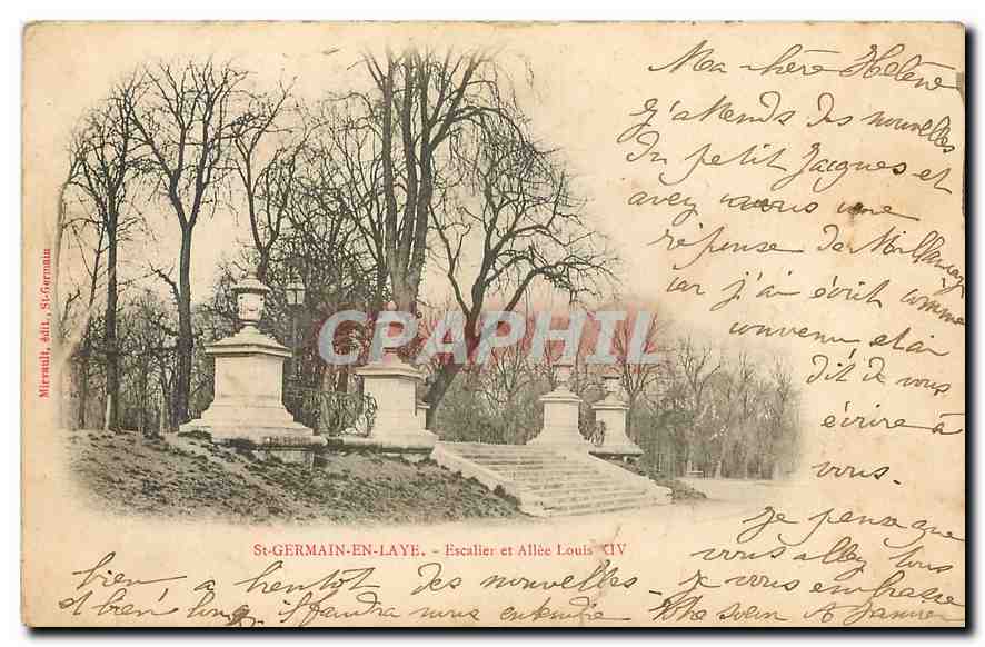 CPA St Germain en Laye Escalier et Allee Louis XIV 