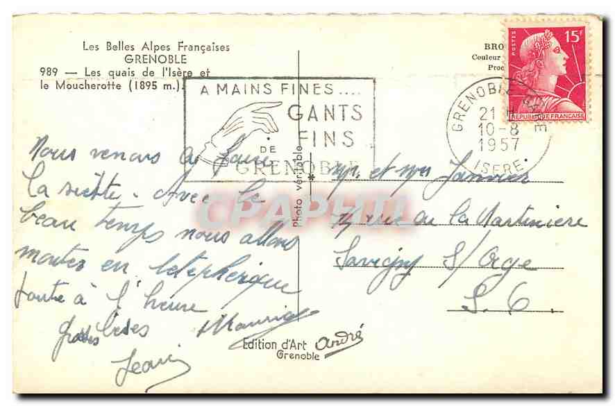 Les quais de l'Isère et le Moucherotte — Grenoble — Édition d'Art André — Rückseite