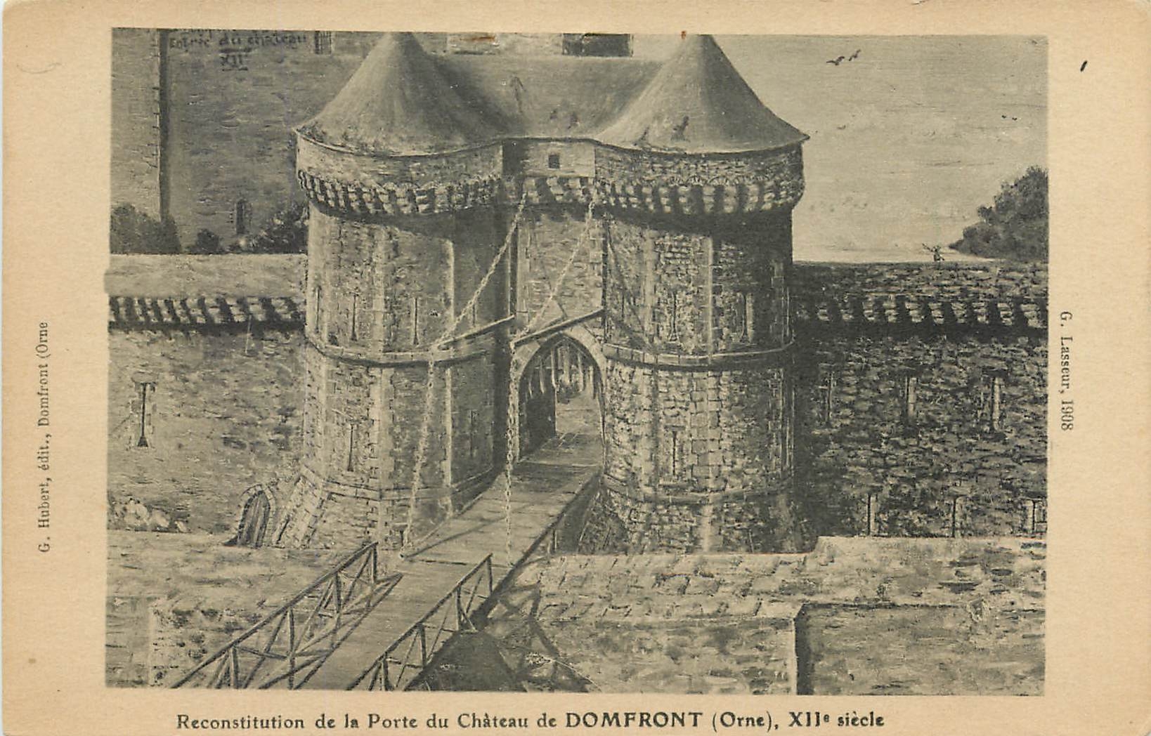 CPA Reconsitution de la Porte du Chateau de Domfront 