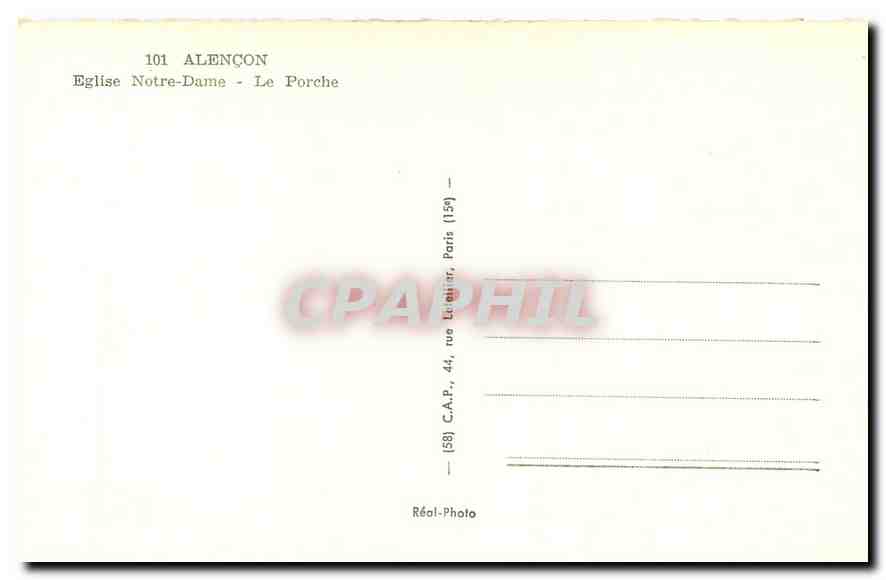 CPA Alencon Eglise Notre Dame Le Porche  — Rückseite