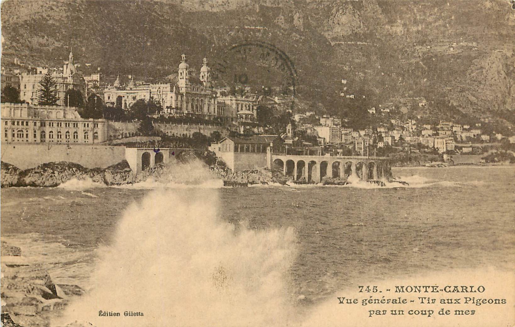 CPA Monte Carlo Vue generale Tir aux Pigeons par un coup de mer 