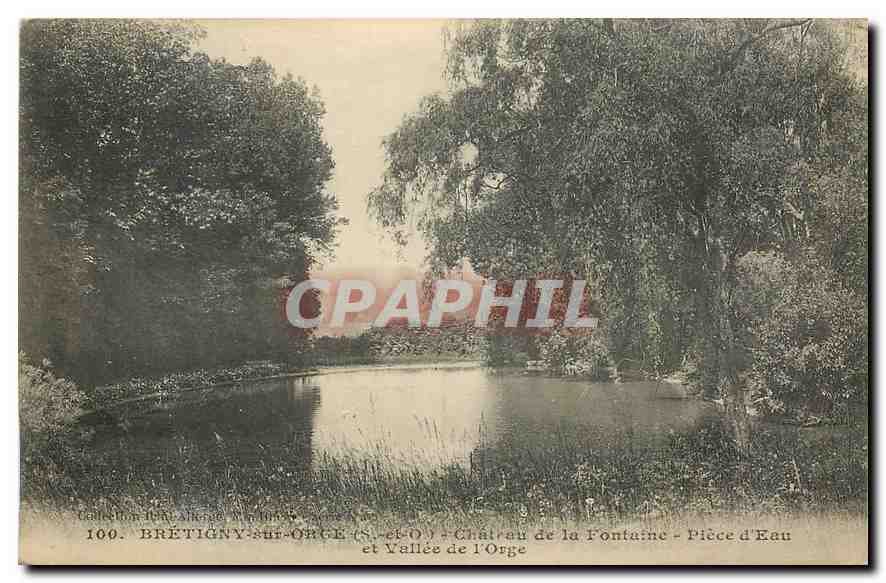 CPA Bretigny sur Orge S et O Chateau de la Fontaine Piece d'Eau et Vallee de l'Orge 