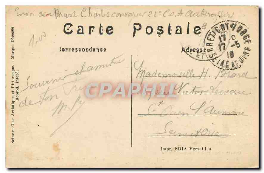 CPA Bretigny sur Orge S et O Chateau de la Fontaine Piece d'Eau et Vallee de l'Orge  — Rückseite