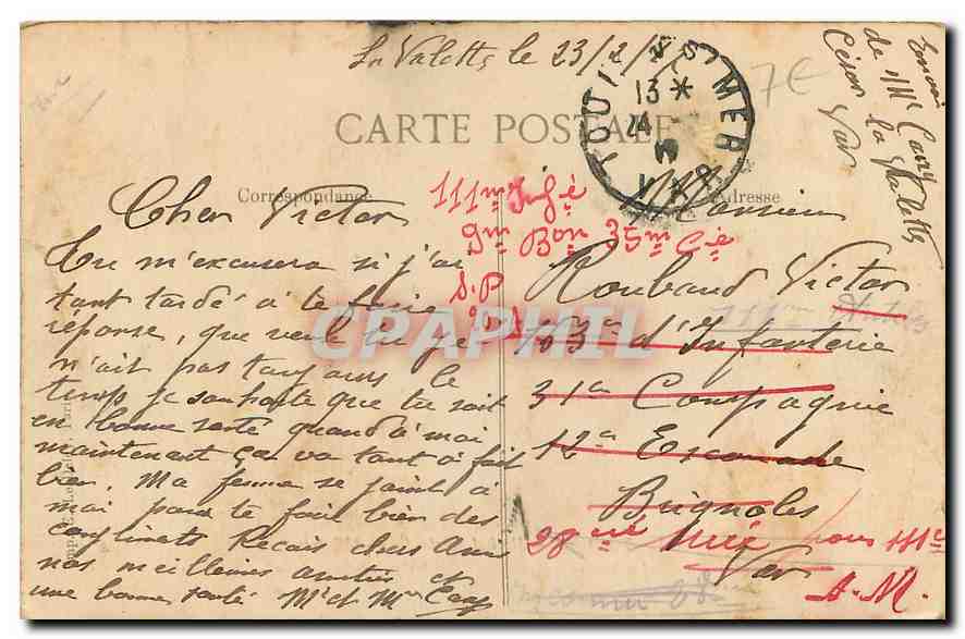 CPA Toulon Hopital Sainte Anne l'Entree  — Verso