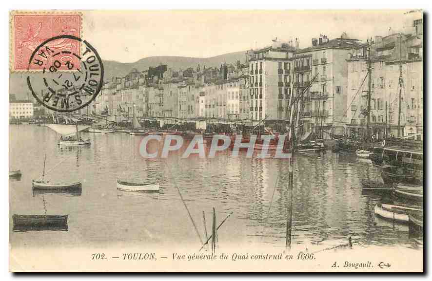 CPA Toulon Vue generale du Quai construit en 1606 Bateaux