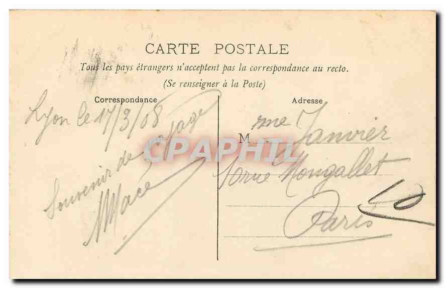 CPA Lyon La Prefecture  — Verso