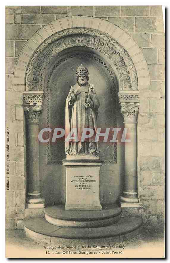 CPA Abbaye des Benedictins de Solesmes Sarthe Les Celebres Sculptures Saint Pierre 