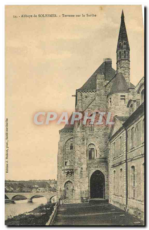 CPA Abbaye de Solesmes Terrasse sur la Sarthe 