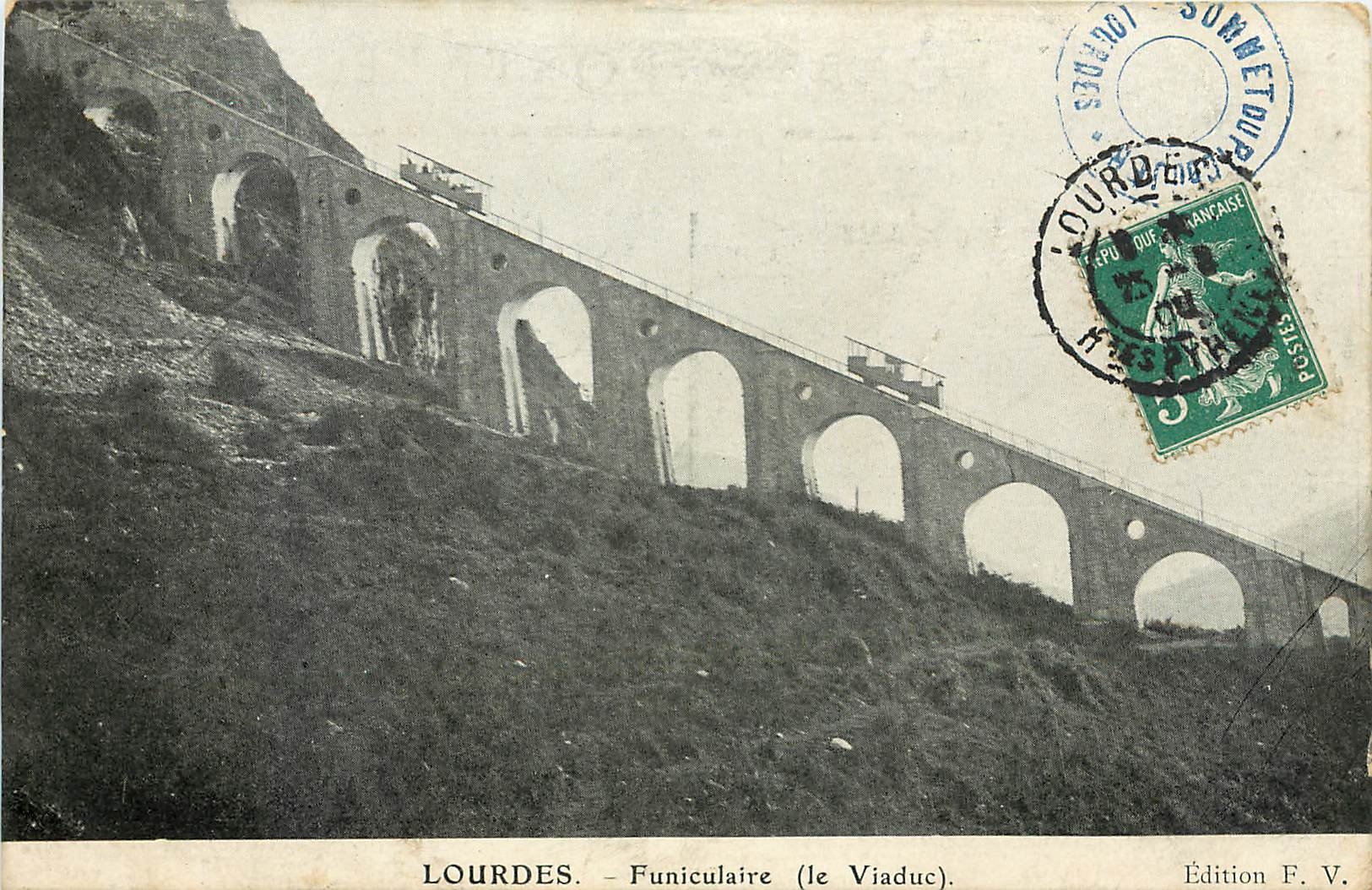 CPA Lourdes Funiculaire Le Viaduc 