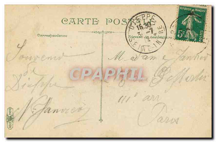 CPA Dieppe Le casino Velo Cycle — Verso