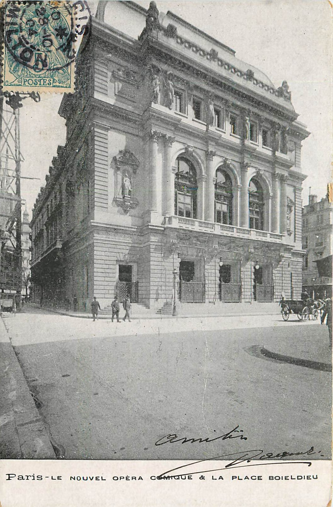CPA Paris Le Nouvel opera comique et la place Boieldieu 