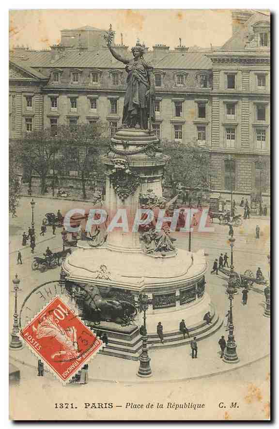 CPA Paris Place de la Republique Lion