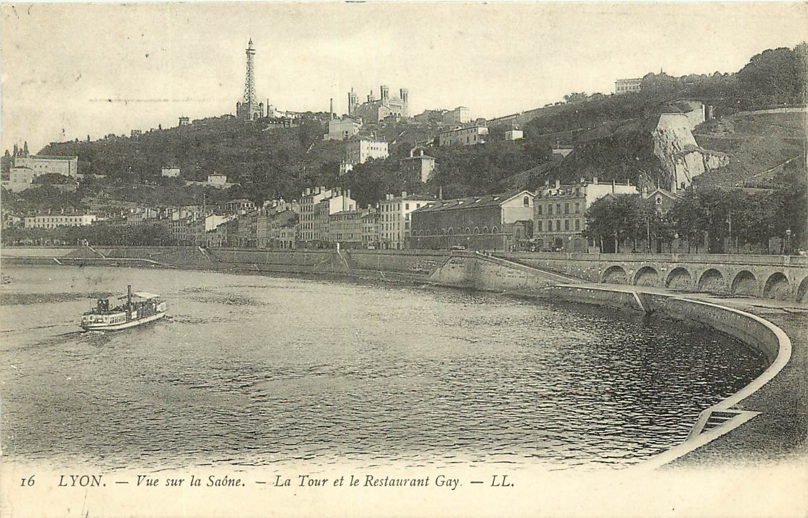 CPA Lyon Vue sur la Saone La Tour et le Restaurant Gay 