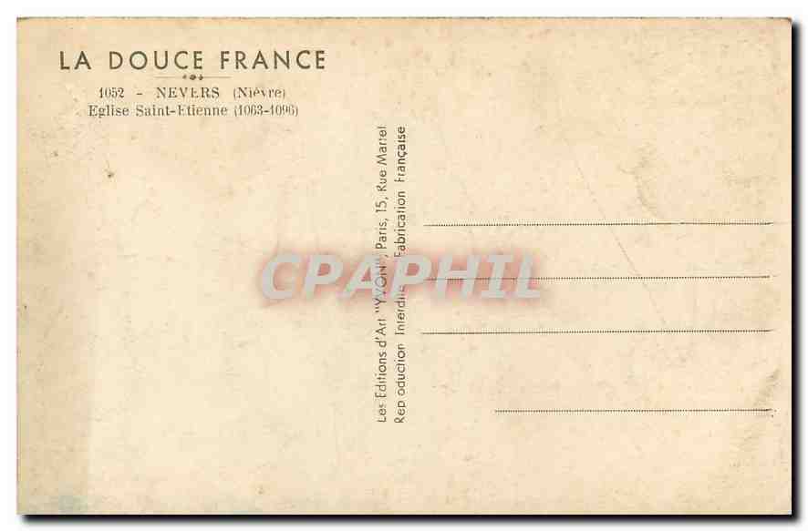 CPA La Douce France Nevers Nievre Eglise Saint Etienne  — Rückseite