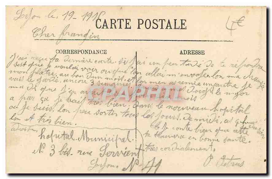 CPA Lyon La Saone Vue generale de Vaise et de Serin  — Verso