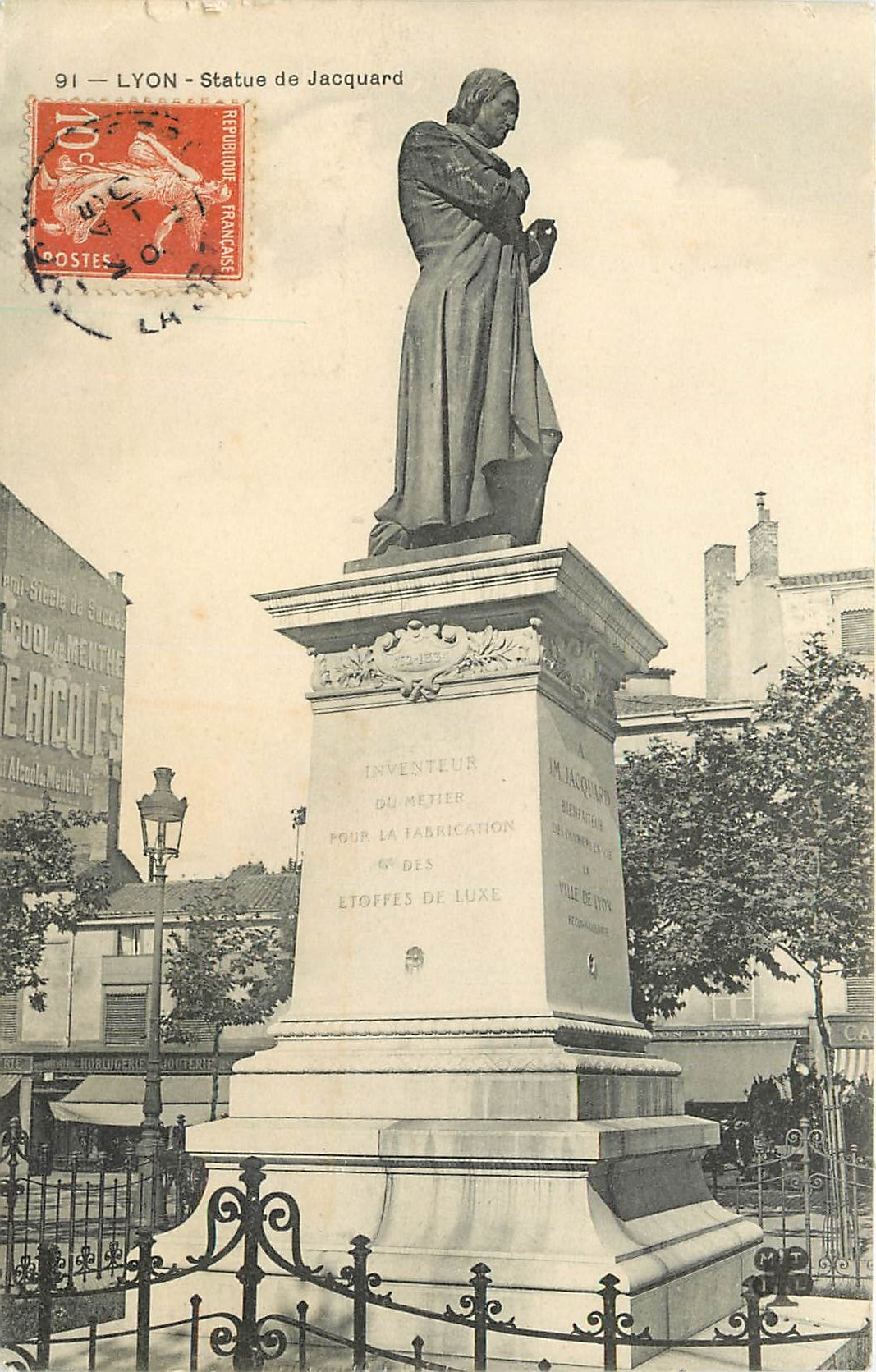 CPA Lyon Statue de Jacquard 