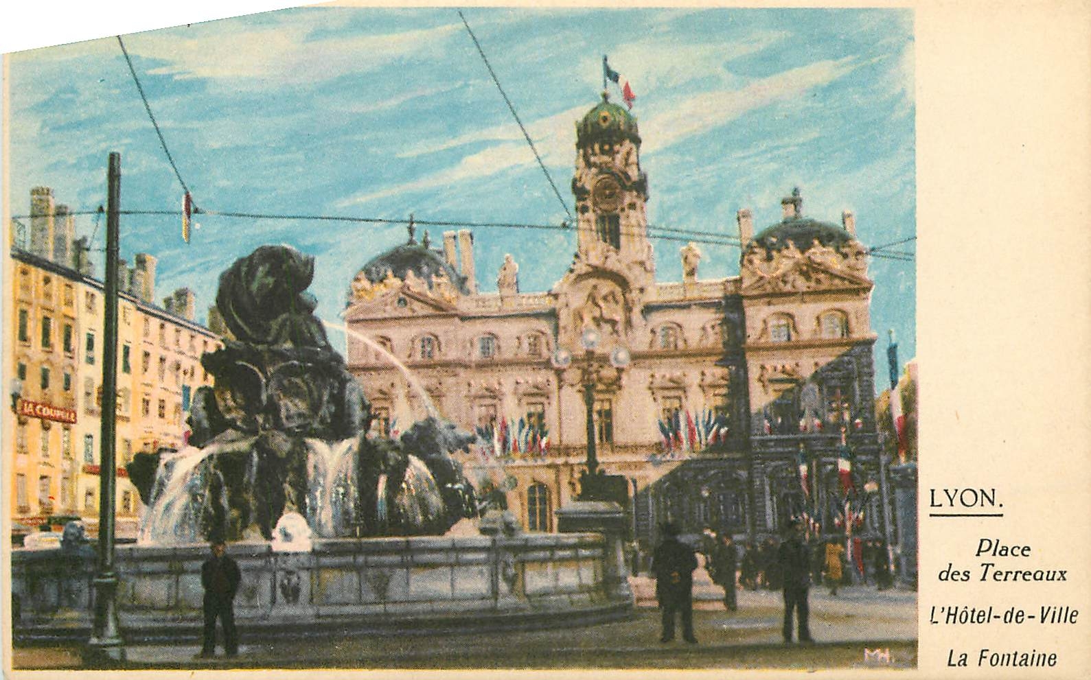 CPA Lyon Place des Terreaux l'Hotel de Ville La Fontaine 