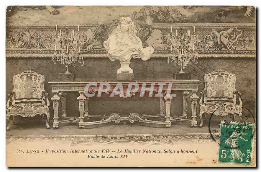 CPA Lyon Exprosition Internationale 1914 Le Mobilier National Salon d'honneur Buste de Louis XIV 