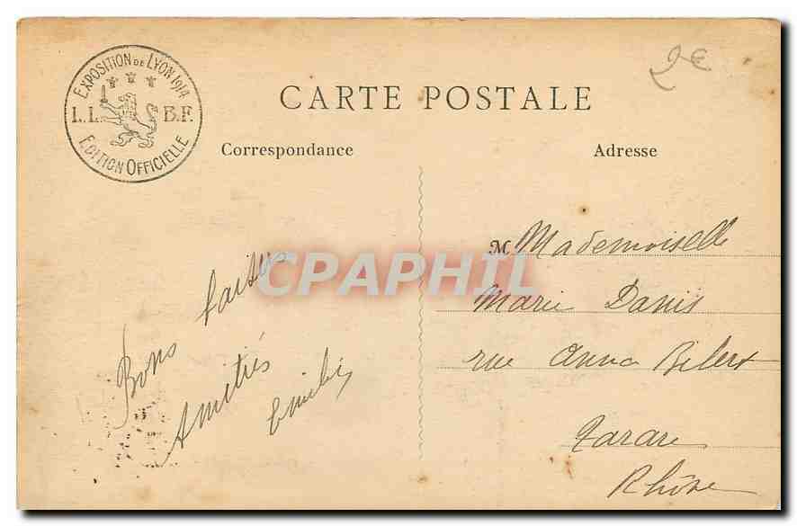 CPA Lyon Exprosition Internationale 1914 Le Mobilier National Salon d'honneur Buste de Louis XIV  — Verso