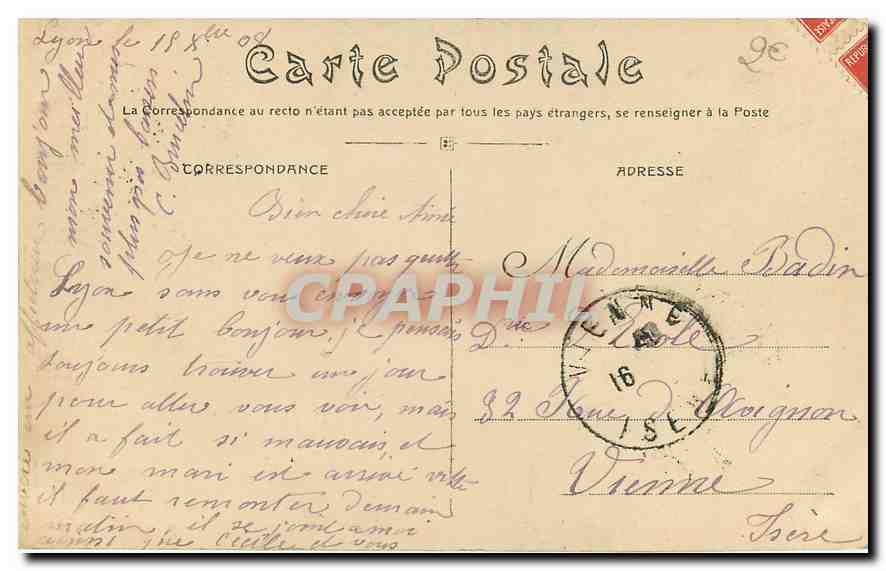 CPA Lyon Place Bellecour  — Verso