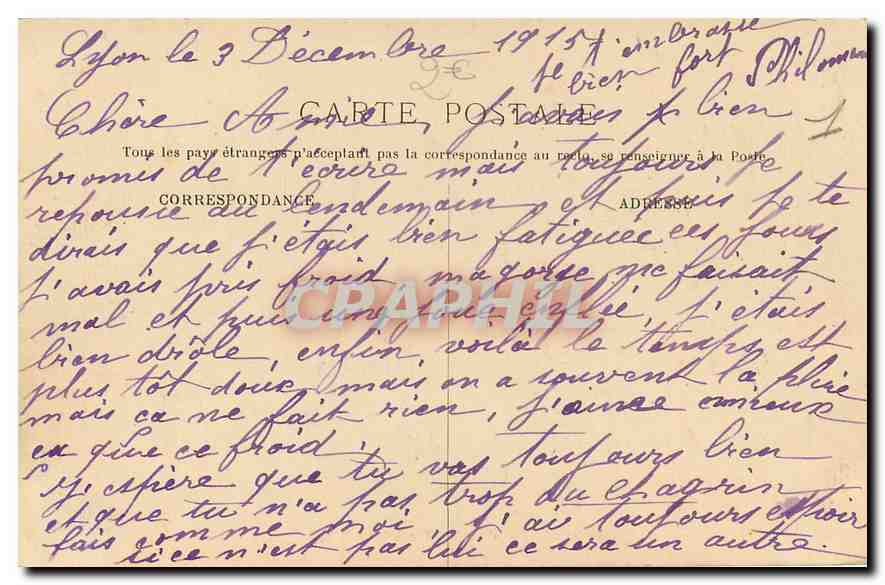 CPA Lyon Fontaine Bartholdi  — Verso