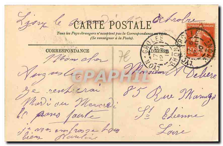 CPA Lyon Le Cours Gambetta  — Verso