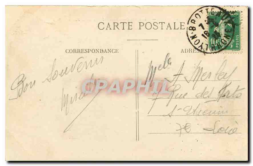CPA Lyon Place des Cordeliers Palais de la Bourse Grand Bazar de Lyon Tramway — Verso