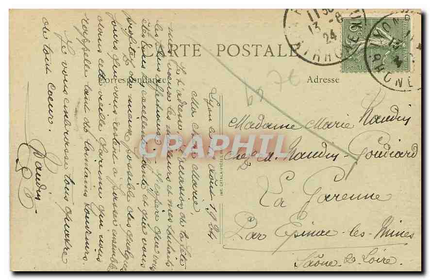 CPA Lyon Le Pont d'Ainay Bateaux — Verso