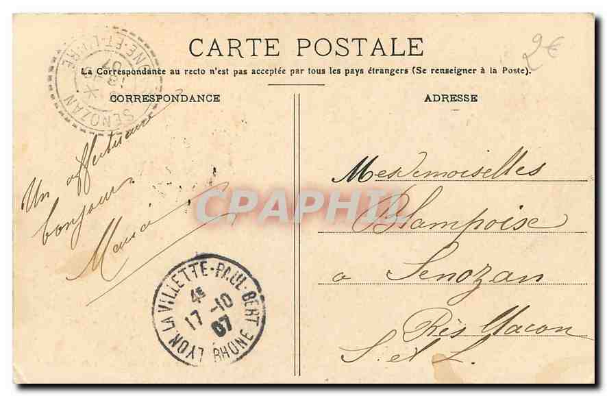 CPA Lyon l'Honue de la Roche  — Verso